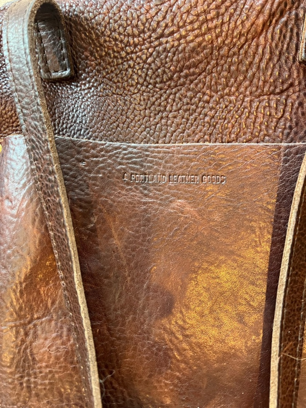 Portland Leather Coldbrew Brown Crossbody Tote Bag with Adjustable Strap - Picture 7 of 10